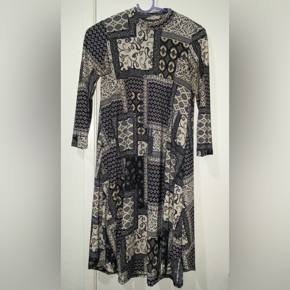 Elegant Patchwork Long Sleeve Dress/Tunic